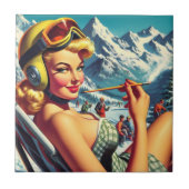 レトロスノーボードガール タイル (正面)