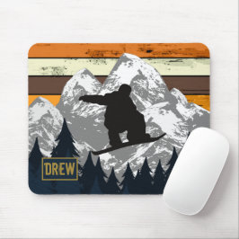 レトロスノーボードスキーマウンテンスキーゲレンデ名 マウスパッド
