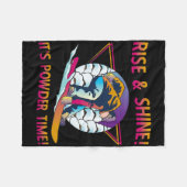 レトロスノーボードライズとシャインパウダータイム80sスノ フリースブランケット (正面(横))