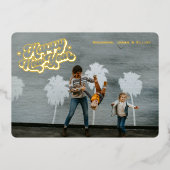 レトロスパークル ハッピー ニューイヤー ワンフォト ゴールド 箔シーズンカード (正面)