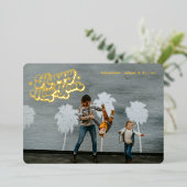 レトロスパークル 幸せな新年 ワンフォト ゴールド 箔シーズンカード (立ち正面)