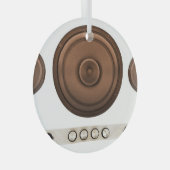 レトロスピーカー：ブラウン、孤立した白。 ガラスオーナメント (正面右)
