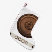 レトロスピーカー:ブラウン、孤立した白。 スモールクリスマスストッキング (正面 (吊り時))
