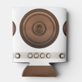 レトロスピーカー：ブラウン、孤立した白。 缶クーラー (裏面)