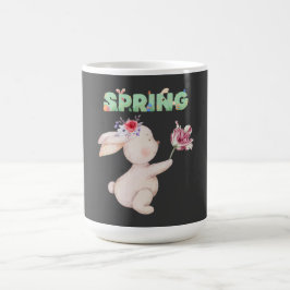 レトロスプリングバニー チューリップ グラフィックTシャツ コーヒーマグカップ