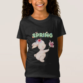 レトロスプリングバニー チューリップ グラフィックTシャツ Tシャツ