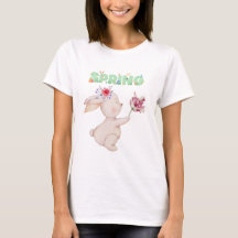 レトロスプリングバニー チューリップ グラフィックTシャツ
