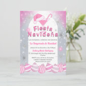 レトロスペインのピンクフィエスタナビデナクリスマスパーティー 招待状 (スタンド正面)