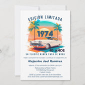 レトロスペインの車クラシックヴィンテージAny Age誕生日 招待状 (正面)