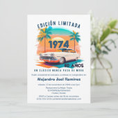 レトロスペインの車クラシックヴィンテージAny Age誕生日 招待状 (スタンド正面)