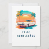 レトロスペインの車クラシックヴィンテージAny Age誕生日 招待状 (裏面)