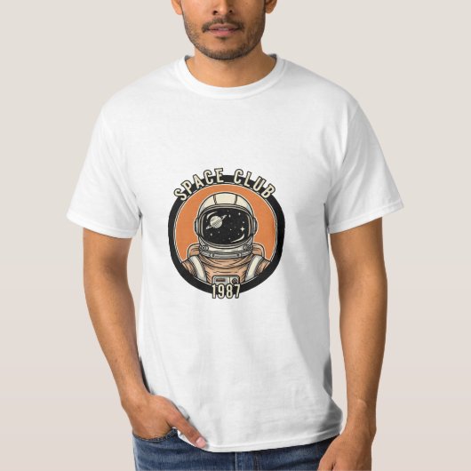 レトロスペースクラブ 1987 ヴィンテージ宇宙飛行士バッジ Tシャツ (正面)