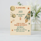 レトロスペースゲーマー誕生日招待状 - 男の子用 招待状 (スタンド正面)