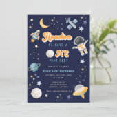 レトロスペースヒューストン 1歳の誕生日 招待状 (スタンド正面)