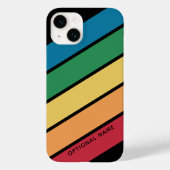レトロスポーティストライプレインボーと名前ブラック Case-Mate iPhoneケース (裏面)