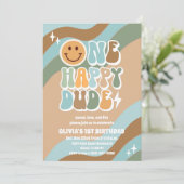 レトロスマイリー1歳誕生日招待状 招待状 (スタンド正面)