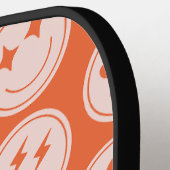 レトロスマイルパターン名前をカスタムするピックボールパドル ピックルボールラケット (左詳細)