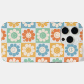 レトロスマイルーデイジー花柄カラフルiPhoneケース Case-Mate iPhoneケース (裏面 (横))