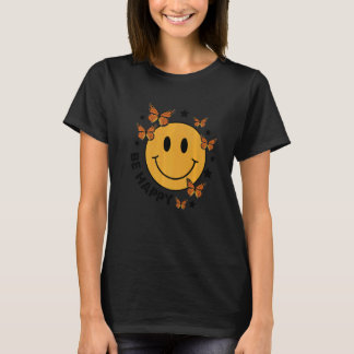 レトロスマイル顔ビーハッピー顔トレンディー Tシャツ