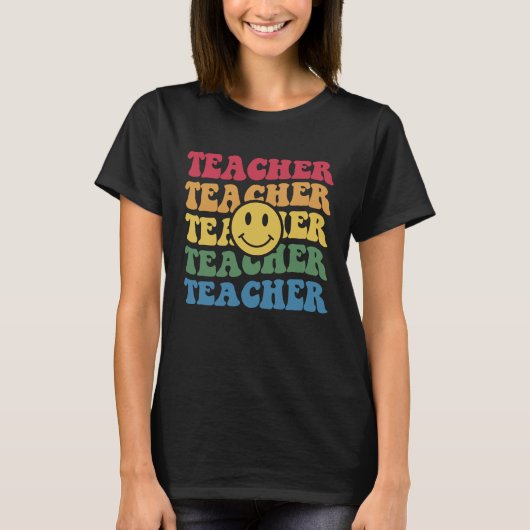 レトロスマイル顔先生素感動的子 Tシャツ (正面)