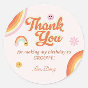 レトロスマイルGroovy誕生日 ラウンドシール