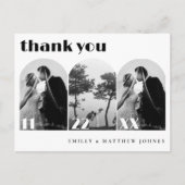 レトロスモダンクリプトArch 3 Photo's 結婚 Thank You ポストカード (正面)
