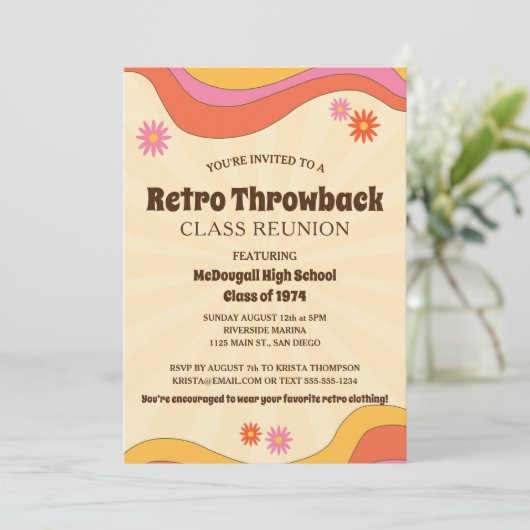 レトロスローバックイエロー日が差すことクラス懇親会 招待状 (スタンド正面)