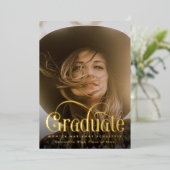 レトロスワッシュゴールドフォイルフォト卒業フォイルインビタ 箔招待状 (立ち正面)