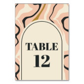 レトロスワールアーチピンクブラック金ゴールドクリーム結婚ズ テーブルナンバー (正面)