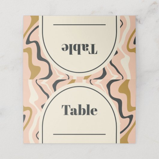 レトロスワールアーチピンクブラック金ゴールドクリーム結婚ズ プレイスカード (外部開封)