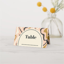 レトロスワールアーチピンクブラック金ゴールドクリーム結婚ズ プレイスカード