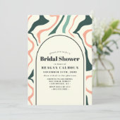 レトロスワールアーチミントグリーンアンドピンクブライダルシャワー 招待状 (スタンド正面)