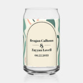 レトロスワールアーチミントグリーンアンドピンク結婚ズ ガラス缶 (裏面)