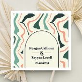 レトロスワールアーチミントグリーンアンドピンク結婚ズ スタンダードカクテルナプキン