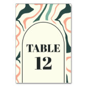レトロスワールアーチミントグリーンアンドピンク結婚ズ テーブルナンバー (正面)