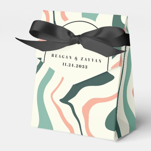 レトロスワールアーチミントグリーンアンドピンク結婚ズ フェイバーボックス (正面サイド)