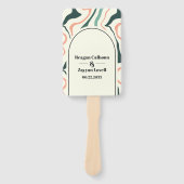 レトロスワールアーチミントグリーンピンク結婚式 プログラム ハンドファン (正面)