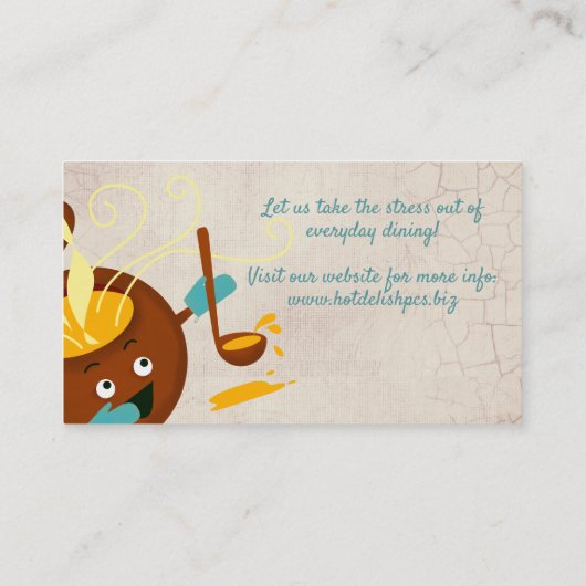 レトロスープポットの香りのシェフの料理用の名刺 名刺 (裏面)