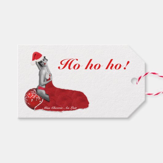 レトロセクシーピンナップガールアートクリスマスギフトタグホ！ ギフトタグ (正面(横))