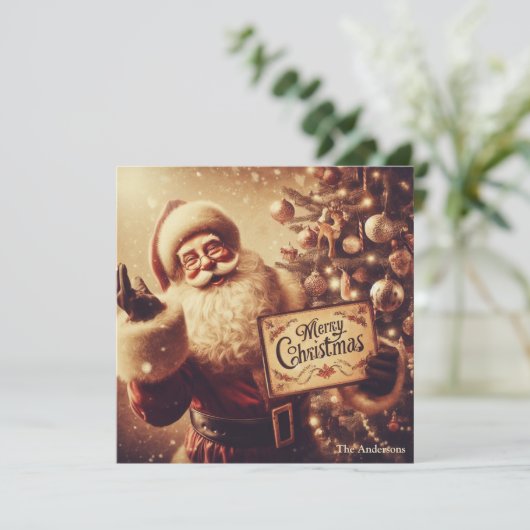 レトロセピアカラーレトロサンタクロース微笑 シーズンカード (スタンド正面)