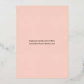 レトロセリフブライダルシャワーバラ金ゴールド 箔招待状 (裏面)