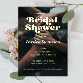 レトロセリフ写真ブライダルシャワー金ゴールド 箔招待状