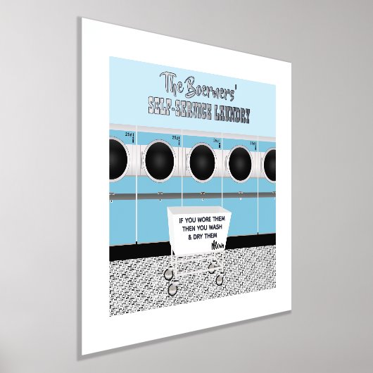 レトロセルフサービスのランドリー彼らは仕事をする 箔ポスター (レイダウン)