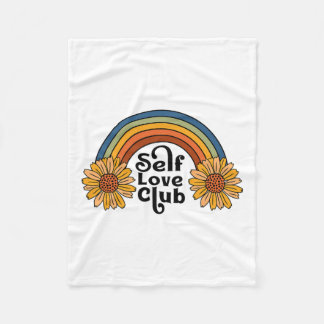 レトロセルフラブクラブサンフラワーレインボーメンタルヒール フリースブランケット