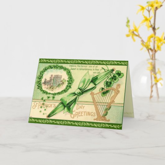 レトロセントパトリックの日のグリーティングカード カード (黄色い花)