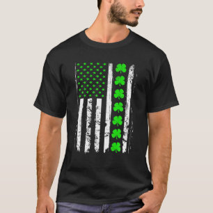 レトロセントパトリックの日グリーンアイリッシュアメリカ国旗S Tシャツ