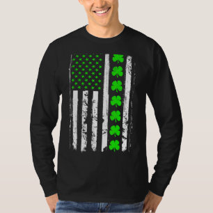 レトロセントパトリックの日グリーンアイリッシュアメリカ国旗S Tシャツ
