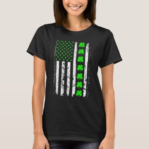 レトロセントパトリックの日グリーンアイリッシュアメリカ国旗S Tシャツ