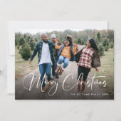レトロセージグリーンクリスマスプレドタータンチェック写真 シーズンカード (正面)