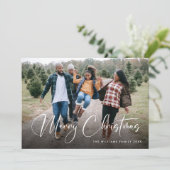 レトロセージグリーンクリスマスプレドタータンチェック写真 シーズンカード (スタンド正面)